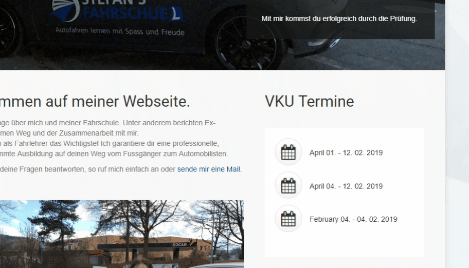 VKU Termine bequem in Ihr bestehende Fahrlerer Webseite einbinden.